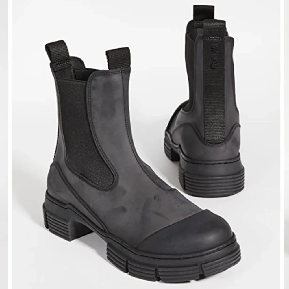 Ganni Recycled Rubber City Boots Black Size 37 7 - Picture 1 of 6